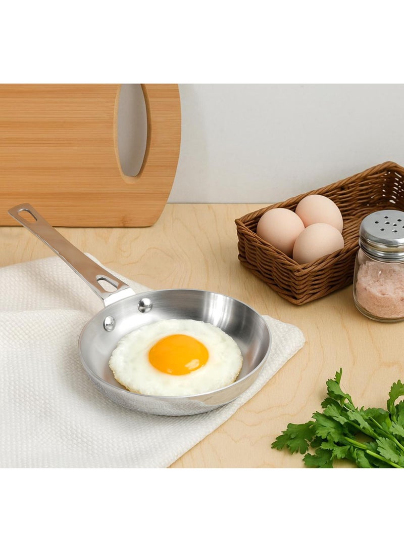 VINOD مقلاة صغيرة من الفولاذ المقاوم للصدأ ثلاثي الطبقات بلاتينيوم - 14 سم، تصميم مدمج، مقلاة متعددة الاستخدامات صديقة للحرارة، مثالية للطهي اليومي، التadka، الشواء، العجة - - Image 2